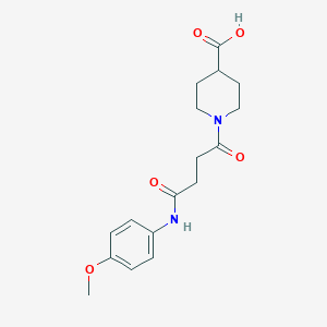 molecular formula C17H22N2O5 B276907 1-{4-[(4-Methoxyphenyl)amino]-4-oxobutanoyl}piperidine-4-carboxylic acid 