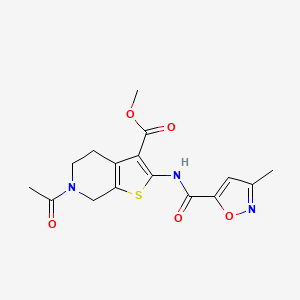 molecular formula C16H17N3O5S B2769072 Methyl 6-acetyl-2-(3-methylisoxazole-5-carboxamido)-4,5,6,7-tetrahydrothieno[2,3-c]pyridine-3-carboxylate CAS No. 946204-91-7