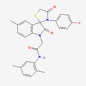 molecular formula C27H24FN3O3S B2769085 N-(2,5-dimethylphenyl)-2-(3'-(4-fluorophenyl)-5-methyl-2,4'-dioxospiro[indoline-3,2'-thiazolidin]-1-yl)acetamide CAS No. 899987-18-9
