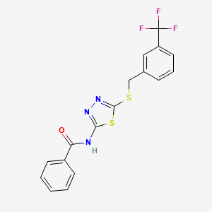 molecular formula C17H12F3N3OS2 B2769086 N-(5-((3-(三氟甲基)苄基)硫基)-1,3,4-噻二唑-2-基)苯甲酰胺 CAS No. 392301-90-5