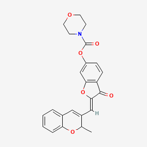 molecular formula C24H21NO6 B2769122 (Z)-2-((2-methyl-2H-chromen-3-yl)methylene)-3-oxo-2,3-dihydrobenzofuran-6-yl morpholine-4-carboxylate CAS No. 859665-99-9