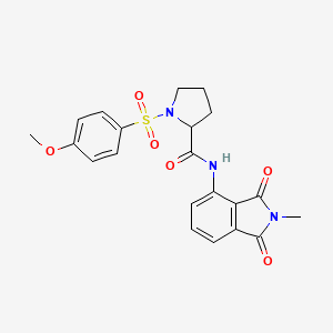 molecular formula C21H21N3O6S B2769131 1-((4-甲氧基苯基)磺酰)-N-(2-甲基-1,3-二氧异喹啉-4-基)吡咯烷-2-甲酰胺 CAS No. 1050199-89-7