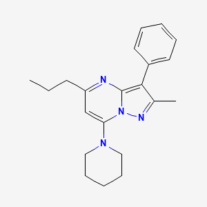 molecular formula C21H26N4 B2769141 2-Methyl-3-phenyl-7-(piperidin-1-yl)-5-propylpyrazolo[1,5-a]pyrimidine CAS No. 900259-72-5