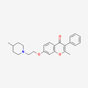 molecular formula C24H27NO3 B2769143 2-methyl-7-(2-(4-methylpiperidin-1-yl)ethoxy)-3-phenyl-4H-chromen-4-one CAS No. 903858-82-2
