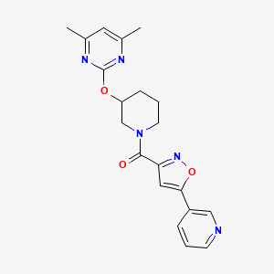 molecular formula C20H21N5O3 B2769147 (3-((4,6-二甲基嘧啶-2-基)氧基)哌啶-1-基)(5-(吡啶-3-基)异噁唑-3-基)甲酮 CAS No. 2097873-42-0