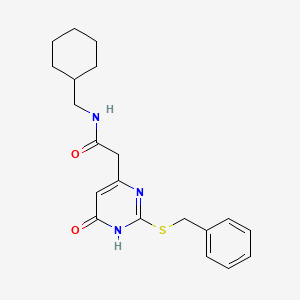 molecular formula C20H25N3O2S B2769149 2-(2-(苄硫基)-6-氧代-1,6-二氢嘧啶-4-基)-N-(环己基甲基)乙酰胺 CAS No. 1105209-91-3