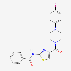 molecular formula C21H19FN4O2S B2769152 N-(4-(4-(4-fluorophenyl)piperazine-1-carbonyl)thiazol-2-yl)benzamide CAS No. 941881-89-6