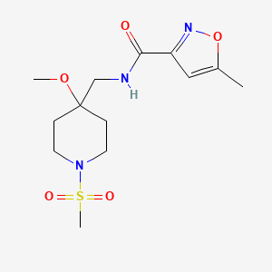 molecular formula C13H21N3O5S B2769154 N-[(1-methanesulfonyl-4-methoxypiperidin-4-yl)methyl]-5-methyl-1,2-oxazole-3-carboxamide CAS No. 2415517-09-6