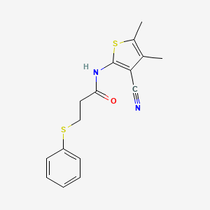molecular formula C16H16N2OS2 B2769155 N-(3-cyano-4,5-dimethylthiophen-2-yl)-3-phenylsulfanylpropanamide CAS No. 896305-47-8