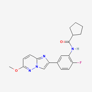 molecular formula C19H19FN4O2 B2769160 N-(2-氟-5-(6-甲氧咪唑[1,2-b]吡啶-2-基)苯基)环戊基甲酰胺 CAS No. 955618-48-1