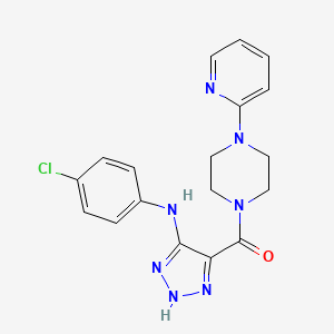 molecular formula C18H18ClN7O B2769163 (5-((4-氯苯基)氨基)-1H-1,2,3-噻唑-4-基)(4-(吡啶-2-基)哌嗪-1-基)甲酮 CAS No. 1291835-52-3