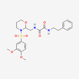 molecular formula C23H29N3O7S B2769165 N1-((3-((3,4-dimethoxyphenyl)sulfonyl)-1,3-oxazinan-2-yl)methyl)-N2-phenethyloxalamide CAS No. 872976-39-1
