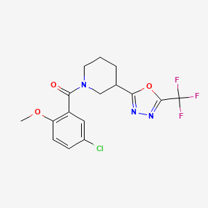 (5-Chloro-2-methoxyphenyl)(3-(5-(trifluoromethyl)-1,3,4-oxadiazol-2-yl)piperidin-1-yl)methanone