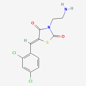 molecular formula C12H10Cl2N2O2S B2769178 3-(2-Aminoethyl)-5-[(2,4-dichlorophenyl)methylidene]-1,3-thiazolidine-2,4-dione CAS No. 463360-64-7