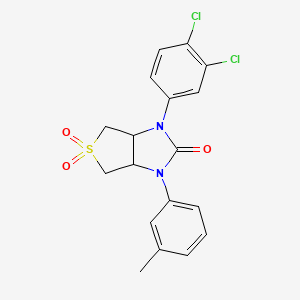 molecular formula C18H16Cl2N2O3S B2769180 1-(3,4-dichlorophenyl)-3-(m-tolyl)tetrahydro-1H-thieno[3,4-d]imidazol-2(3H)-one 5,5-dioxide CAS No. 620590-06-9