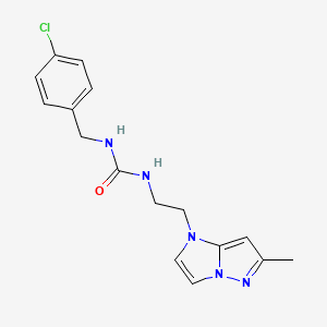 molecular formula C16H18ClN5O B2769182 1-(4-chlorobenzyl)-3-(2-(6-methyl-1H-imidazo[1,2-b]pyrazol-1-yl)ethyl)urea CAS No. 2034263-79-9