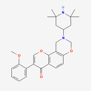 molecular formula C27H32N2O4 B2769183 3-(2-methoxyphenyl)-9-(2,2,6,6-tetramethylpiperidin-4-yl)-9,10-dihydrochromeno[8,7-e][1,3]oxazin-4(8H)-one CAS No. 951959-19-6