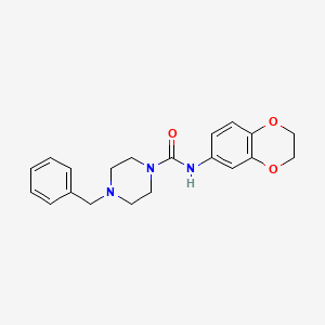 molecular formula C20H23N3O3 B2769184 4-benzyl-N-(2,3-dihydro-1,4-benzodioxin-6-yl)piperazine-1-carboxamide CAS No. 865659-72-9