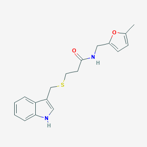 molecular formula C18H20N2O2S B276922 3-[(1H-indol-3-ylmethyl)sulfanyl]-N-[(5-methyl-2-furyl)methyl]propanamide 