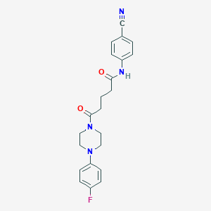 molecular formula C22H23FN4O2 B276923 N-(4-cyanophenyl)-5-[4-(4-fluorophenyl)piperazin-1-yl]-5-oxopentanamide 