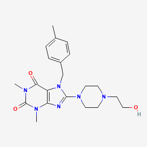 molecular formula C21H28N6O3 B2769231 8-(4-(2-羟乙基)哌嗪-1-基)-1,3-二甲基-7-(4-甲基苯基)-1H-嘌呤-2,6(3H,7H)-二酮 CAS No. 442555-98-8