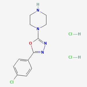 molecular formula C12H15Cl3N4O B2769241 1-[5-(4-氯苯基)-1,3,4-噁二唑-2-基]哌嗪二盐酸盐 CAS No. 1798018-08-2