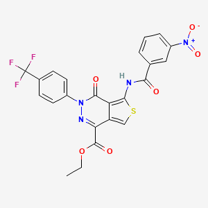 molecular formula C23H15F3N4O6S B2769245 乙基 5-(3-硝基苯甲酰胺)-4-氧代-3-(4-(三氟甲基)苯基)-3,4-二氢嘧啶并[3,4-d]吡啶-1-羧酸酯 CAS No. 851951-34-3