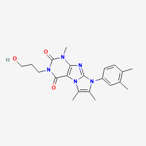 molecular formula C21H25N5O3 B2769251 8-(3,4-dimethylphenyl)-3-(3-hydroxypropyl)-1,6,7-trimethyl-1H-imidazo[2,1-f]purine-2,4(3H,8H)-dione CAS No. 896837-96-0