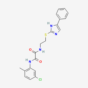 molecular formula C20H19ClN4O2S B2769253 N1-(5-chloro-2-methylphenyl)-N2-(2-((4-phenyl-1H-imidazol-2-yl)thio)ethyl)oxalamide CAS No. 897457-50-0