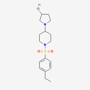 molecular formula C17H26N2O3S B2769257 1-(1-((4-乙基苯基)磺酰)哌啶-4-基)吡咯烷-3-醇 CAS No. 1448129-14-3
