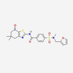 molecular formula C22H23N3O5S2 B2769259 N-(5,5-二甲基-7-氧代-4,5,6,7-四氢苯并[d]噻唑-2-基)-4-(N-(呋喃-2-基甲基)-N-甲基磺酰)苯甲酰胺 CAS No. 941870-56-0
