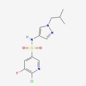 molecular formula C12H14ClFN4O2S B2769268 6-chloro-5-fluoro-N-[1-(2-methylpropyl)-1H-pyrazol-4-yl]pyridine-3-sulfonamide CAS No. 2094693-27-1