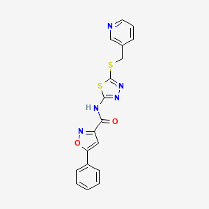 molecular formula C18H13N5O2S2 B2769274 5-苯基-N-(5-((吡啶-3-基甲基)硫基)-1,3,4-噻二唑-2-基)异噁唑-3-甲酰胺 CAS No. 1351591-06-4