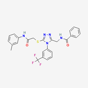 molecular formula C26H22F3N5O2S B2769276 N-((5-((2-氧代-2-(间甲苯氨基)乙基)硫基)-4-(3-(三氟甲基)苯基)-4H-1,2,4-三唑-3-基)甲基)苯甲酰胺 CAS No. 393839-81-1