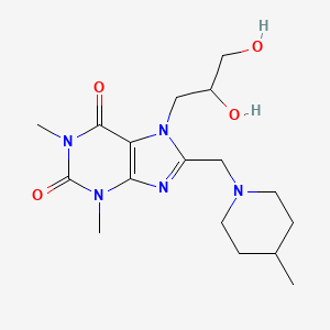 molecular formula C17H27N5O4 B2769277 7-(2,3-二羟基丙基)-1,3-二甲基-8-[(4-甲基哌啶-1-基)甲基]嘌呤-2,6-二酮 CAS No. 893972-32-2