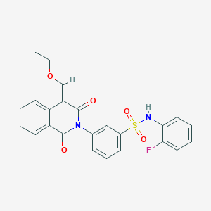 molecular formula C24H19FN2O5S B2769288 3-[(4E)-4-(乙氧甲基亚)-1,3-二氧代异喹啉-2-基]-N-(2-氟苯基)苯磺酰胺 CAS No. 554407-64-6