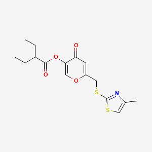 molecular formula C16H19NO4S2 B2769292 6-(((4-甲基噻唑-2-基)硫)甲基)-4-氧代-4H-吡喃-3-基 2-乙基丁酸酯 CAS No. 896302-00-4