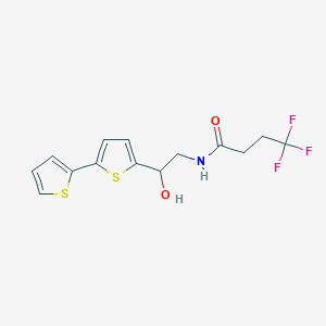 molecular formula C14H14F3NO2S2 B2769296 4,4,4-Trifluoro-N-[2-hydroxy-2-(5-thiophen-2-ylthiophen-2-yl)ethyl]butanamide CAS No. 2320214-87-5