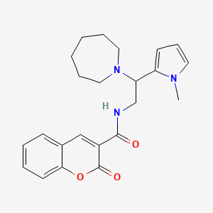 molecular formula C23H27N3O3 B2769298 N-(2-(氮杂辛烷-1-基)-2-(1-甲基-1H-吡咯-2-基)乙基)-2-氧代-2H-香豆素-3-甲酸酰胺 CAS No. 1049465-72-6