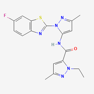 molecular formula C18H17FN6OS B2769301 1-乙基-N-(1-(6-氟苯并[d]噻唑-2-基)-3-甲基-1H-吡唑-5-基)-3-甲基-1H-吡唑-5-甲酰胺 CAS No. 1170293-73-8