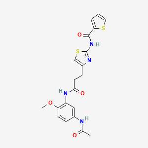 molecular formula C20H20N4O4S2 B2769305 N-(4-(3-((5-acetamido-2-methoxyphenyl)amino)-3-oxopropyl)thiazol-2-yl)thiophene-2-carboxamide CAS No. 1021228-87-4
