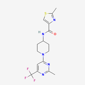 molecular formula C16H18F3N5OS B2769309 2-甲基-N-(1-(2-甲基-6-(三氟甲基)嘧啶-4-基)哌啶-4-基)噻唑-4-甲酰胺 CAS No. 2034349-01-2