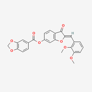 molecular formula C25H18O8 B2769320 (Z)-2-(2,3-dimethoxybenzylidene)-3-oxo-2,3-dihydrobenzofuran-6-yl benzo[d][1,3]dioxole-5-carboxylate CAS No. 622801-47-2