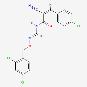molecular formula C18H12Cl3N3O2 B2769326 3-(4-氯苯基)-2-氰基-N-({[(2,4-二氯苯基)氧基]亚胺甲基}丙烯酰胺) CAS No. 338976-51-5
