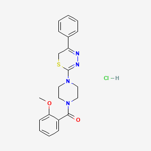 molecular formula C21H23ClN4O2S B2769332 (2-甲氧基苯基)(4-(5-苯基-6H-1,3,4-噻二唑-2-基)哌嗪-1-基)甲酮盐酸盐 CAS No. 1351598-28-1