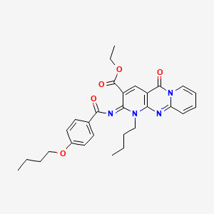 molecular formula C29H32N4O5 B2769342 (E)-乙酸-2-((4-丁氧基苯甲酰)亚胺)-1-丁基-5-氧代-2,5-二氢-1H-二嘧并[1,2-a:2',3'-d]嘧啶-3-甲酸酯 CAS No. 685859-81-8