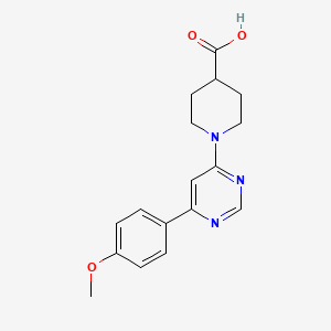 molecular formula C17H19N3O3 B2769349 1-(6-(4-甲氧基苯基)嘧啶-4-基)哌啶-4-甲酸 CAS No. 1281275-52-2