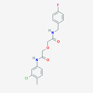 molecular formula C18H18ClFN2O3 B276935 2-{2-[(3-chloro-4-methylphenyl)amino]-2-oxoethoxy}-N-(4-fluorobenzyl)acetamide 