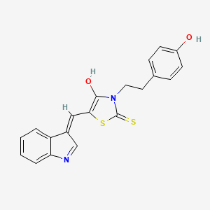 molecular formula C20H16N2O2S2 B2769352 (5Z)-3-[2-(4-羟基苯基)乙基]-5-(1H-吲哚-3-基甲基亚)-2-硫代-1,3-噻唑烷-4-酮 CAS No. 900135-21-9