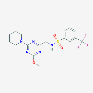 molecular formula C17H20F3N5O3S B2769355 N-((4-甲氧基-6-(哌啶-1-基)-1,3,5-三嗪-2-基)甲基)-3-(三氟甲基)苯基磺酰胺 CAS No. 2034269-93-5